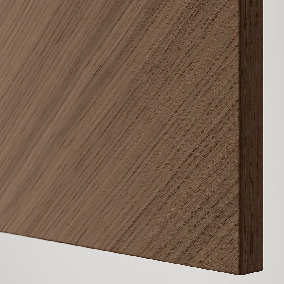 BESTÅ Storage combination with doors, black-brown/Hedeviken brown stained oak veneer, 120x42x193 cm