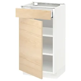 METOD / MAXIMERA base cabinet with drawer/door, white/Askersund light ash effect, Width 40 x Depth 38.8 cm