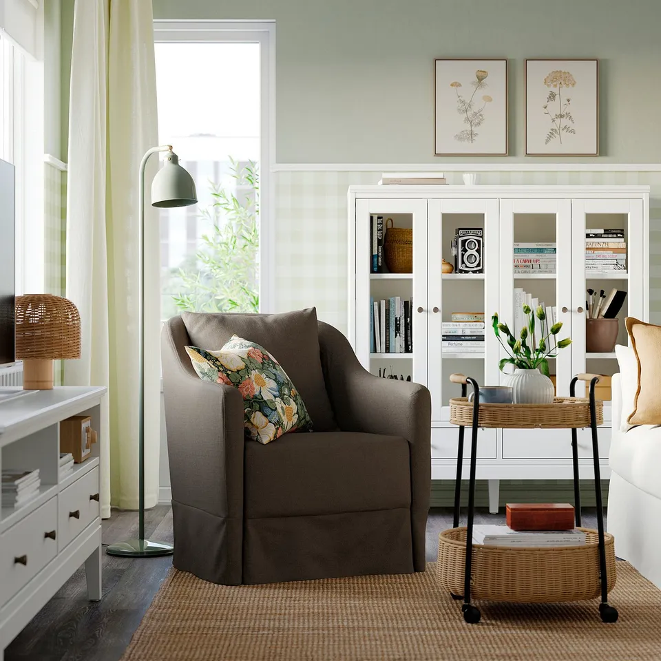 NORDKROKEN Rocking and swivel armchair, Gransel grey-brown