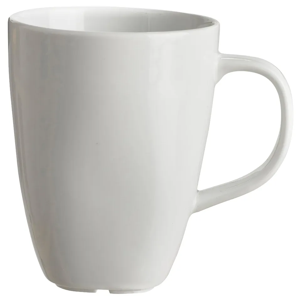 A VÄRDERA white porcelain mug, square-shaped with rounded edges, and a sturdy handle for a comfortable grip.