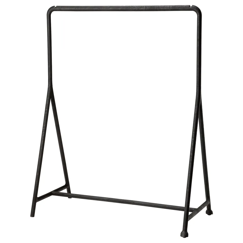 TURBO black metal clothing rack, modern design, easy to assemble, indoor/outdoor use.