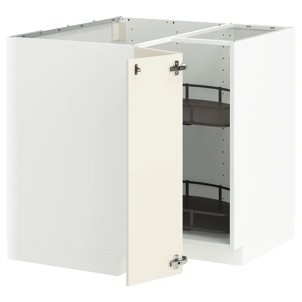 METOD kitchen cabinet in off-white with shelves.