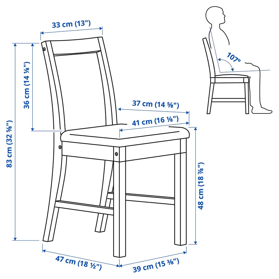 Illustration with measurements for the product: PINNTORP.