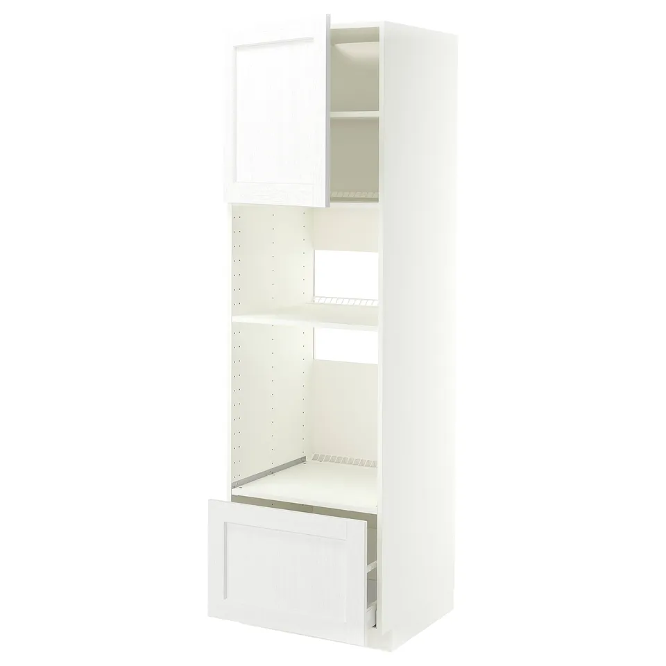 METOD / MAXIMERA High cabinet f built-in appliances, white Enköping/white wood effect, 60x60x200 cm