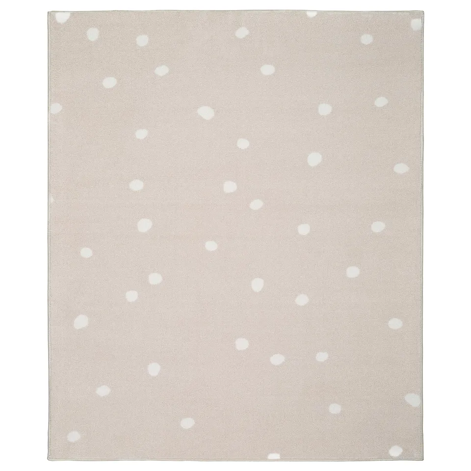 LEN Rug, low pile, beige/dot pattern, 133x160 cm