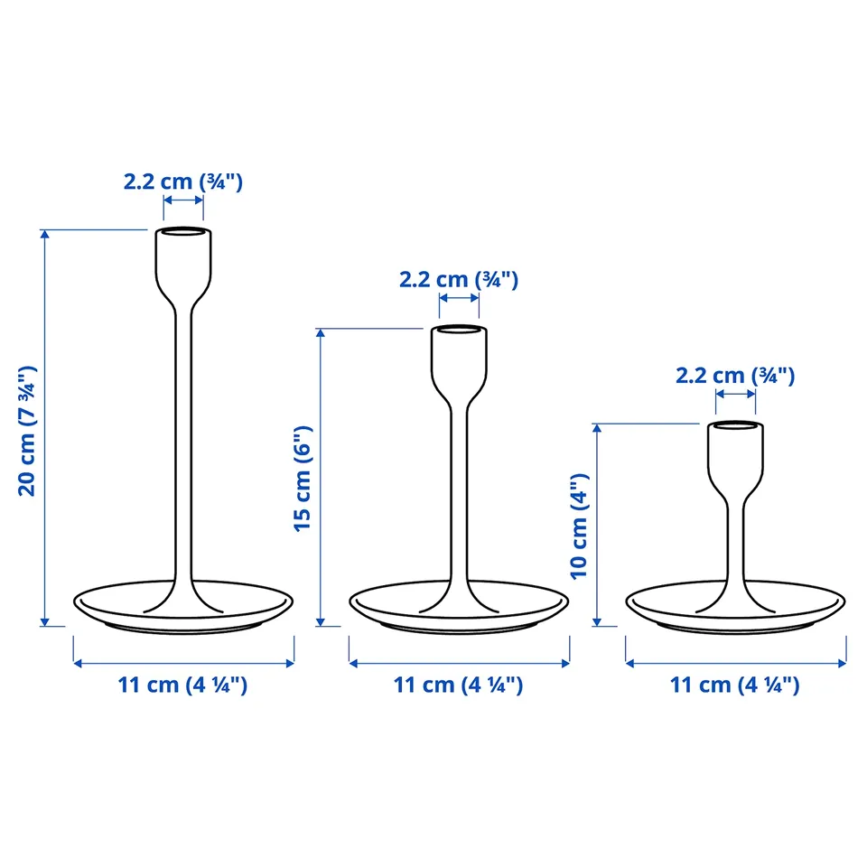 FULLTALIG Candlestick, set of 3, black