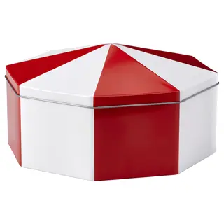 VINTERFINT tin with lid, white/red, Height 12 cm
