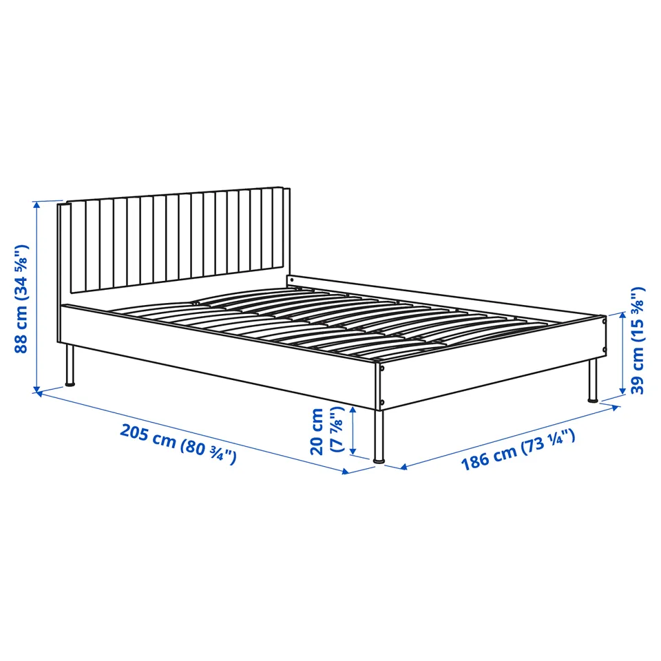 part: BRUKSVARA bed frame with 3 storage boxes
