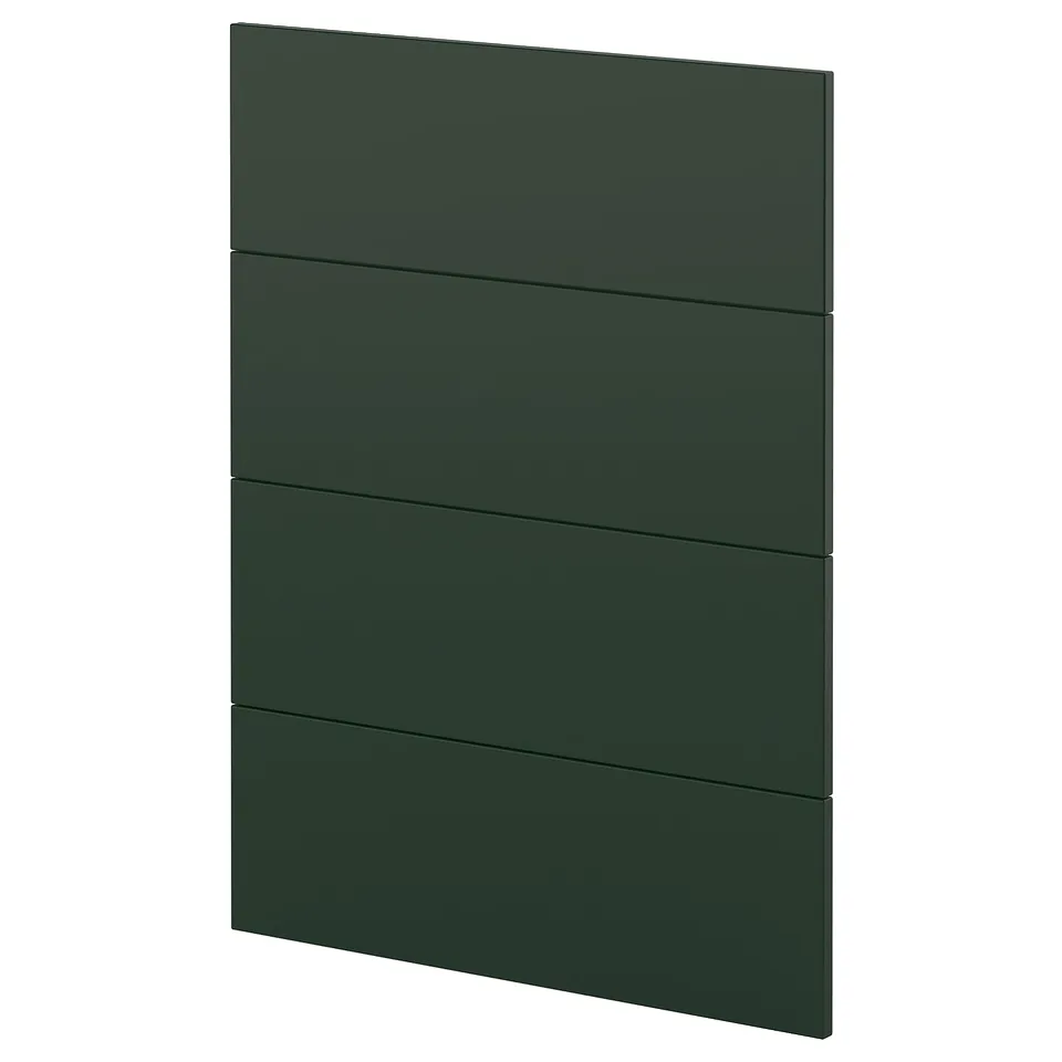 Deep green kitchen front panel, rectangular with smooth surface.