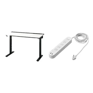 KOPPLA/MITTZON set: desk + 4-way socket with 2 USB ports