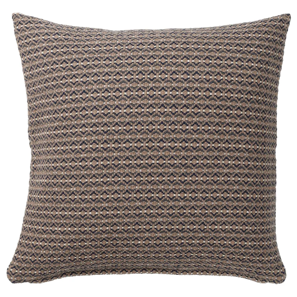 The MOROTSMOTT cushion cover a grey-beige and anthracite woven pattern with a zip closure.